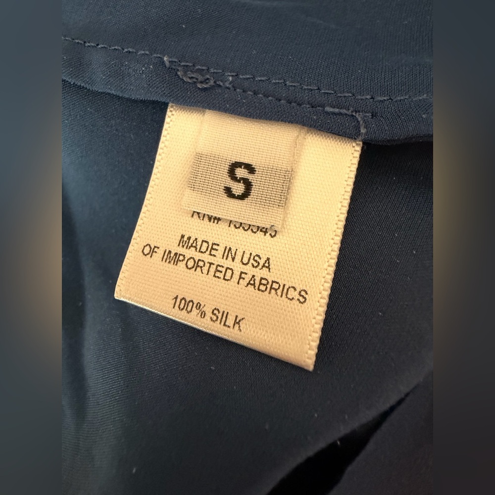 Sablyn Emerson Pleated Silk Pants in Midnight Navy, Size Small - Picture 13 of 16
